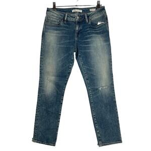 NWT MAVI EMMA Mid Rise Slim Boyfriend Jeans SIZE 27 Distressed Hem Denim NEW